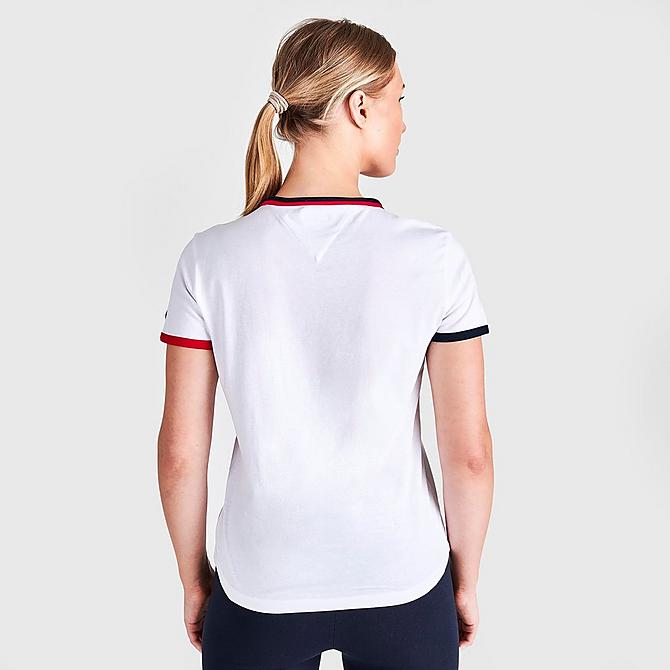Back Right view of Women's Tommy Jeans Smiley T-Shirt in White Click to zoom