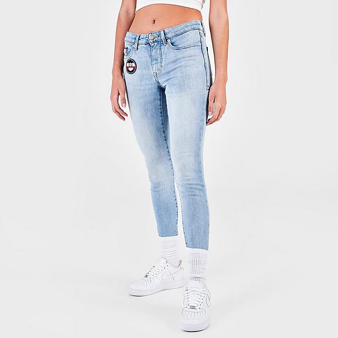 Back Left view of Women's Tommy Hilfiger Peace and Happiness Skinny Jeans in Light Blue Click to zoom