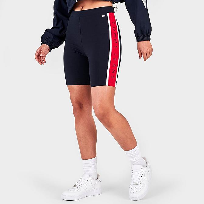 Front view of Women's Tommy Jeans Bike Shorts in Sky Captain Click to zoom