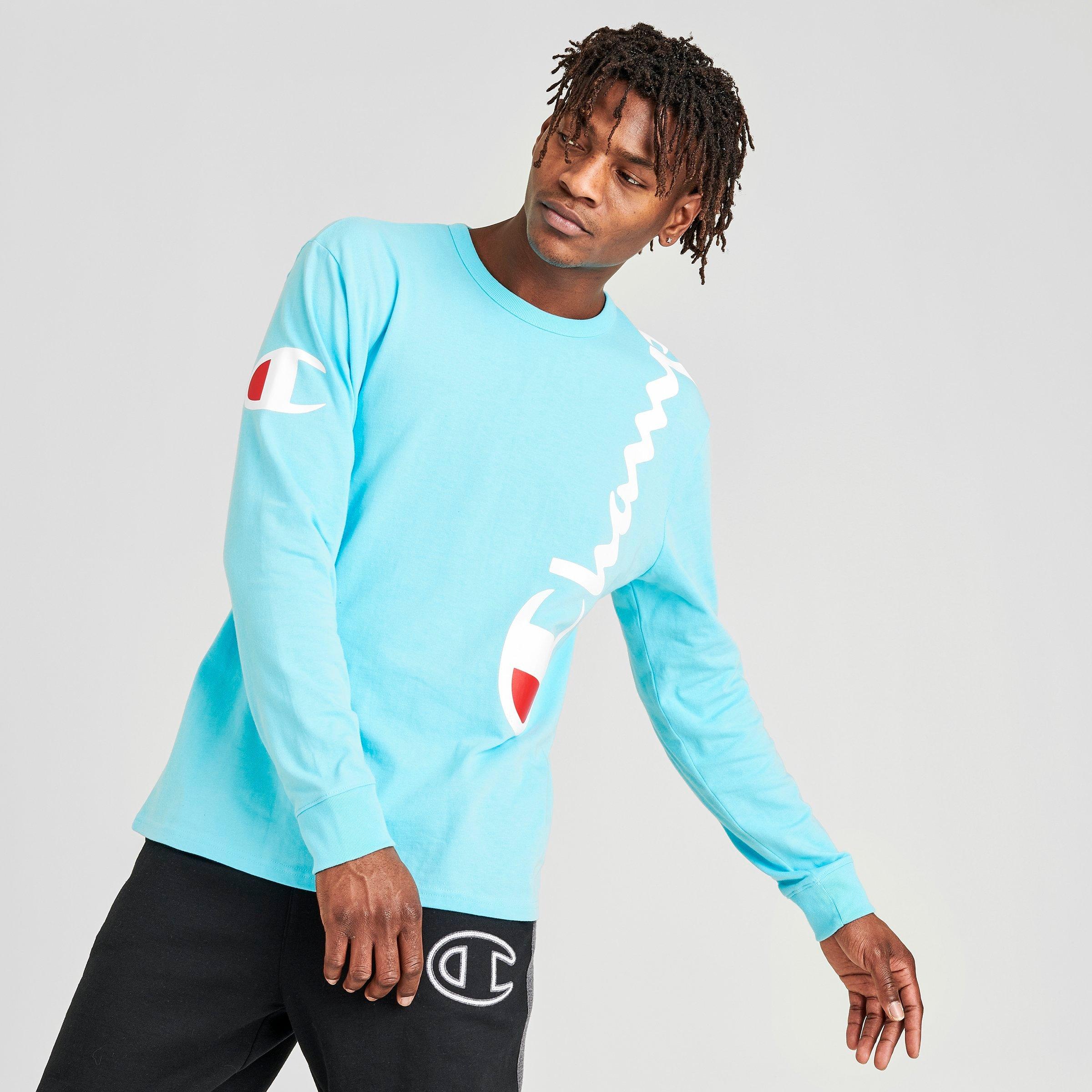 champion blue shirt long sleeve