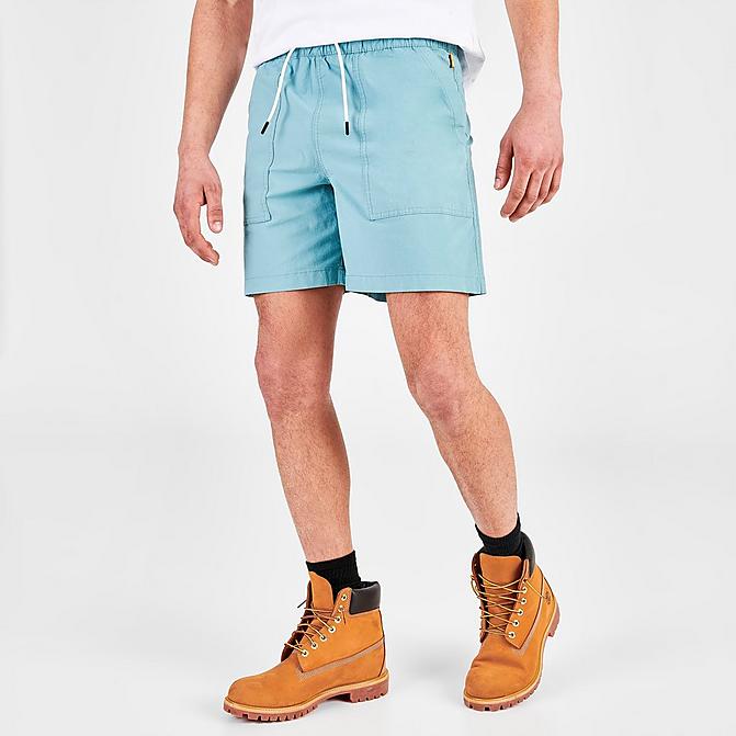 Front view of Men's Timberland Progressive Utility Shorts in Mineral Blue Click to zoom