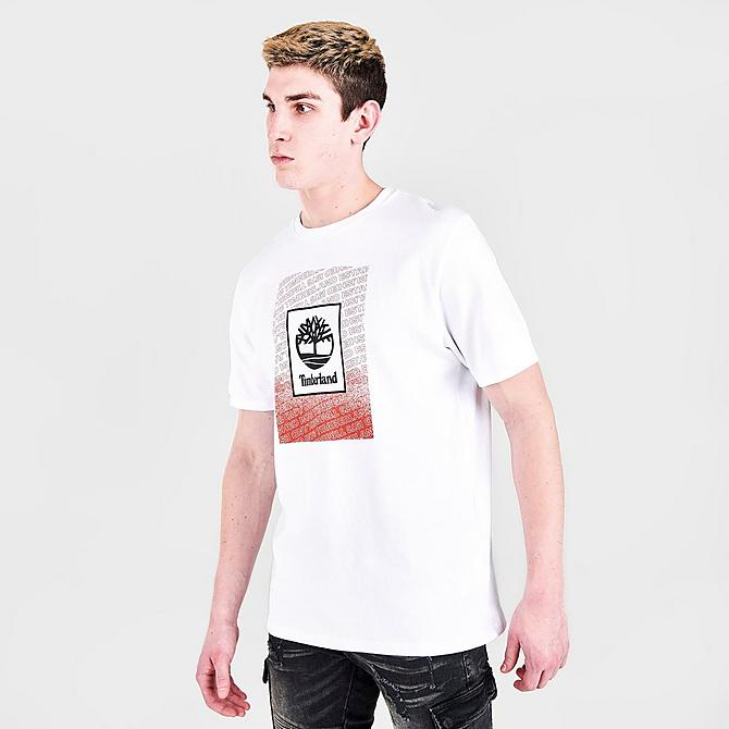 Back Left view of Men's Timberland Outdoor Archive Short-Sleeve T-Shirt in White Click to zoom
