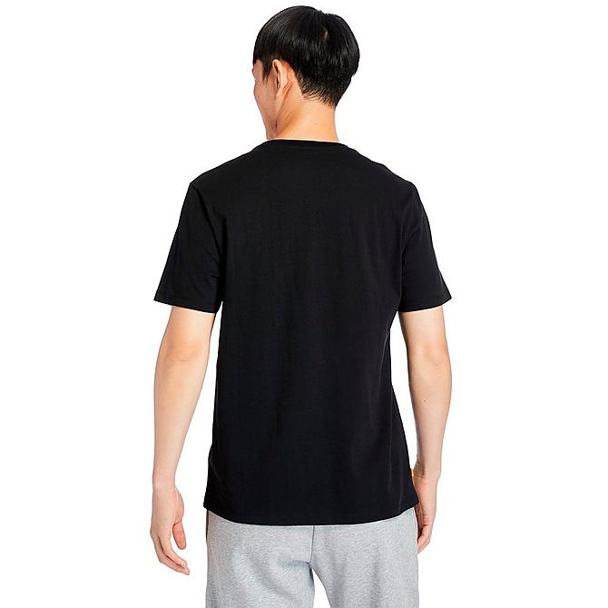 Back Right view of Men's Timberland Stack Logo T-Shirt in Black/White Click to zoom