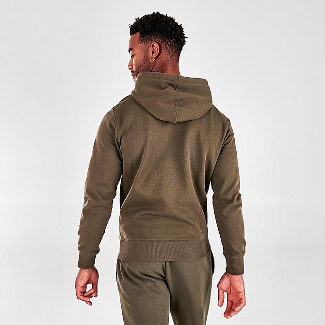Back Right view of Men's Timberland Tree Logo Pullover Hoodie in Olive Green/Black Click to zoom