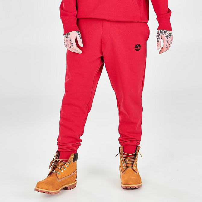 Front Three Quarter view of Men's Timberland Core Logo Tree Jogger Pants in Scarlet Sage Click to zoom
