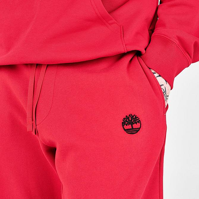 On Model 5 view of Men's Timberland Core Logo Tree Jogger Pants in Scarlet Sage Click to zoom