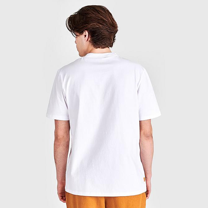 Back Right view of Men's Timberland Pride Graphic Print Short-Sleeve T-Shirt in White Click to zoom