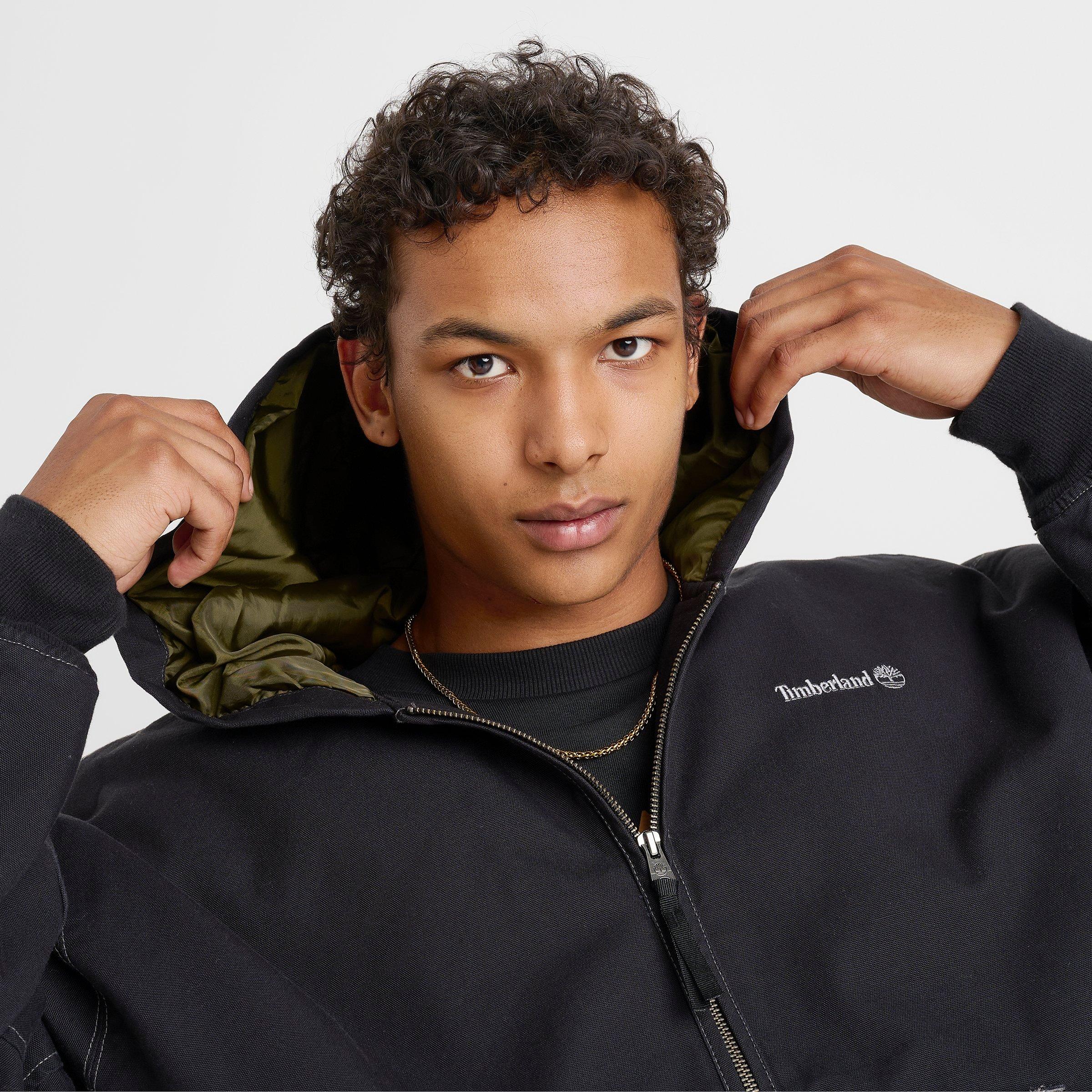 Men's Timberland Washed Duck Canvas Hooded Bomber Jacket