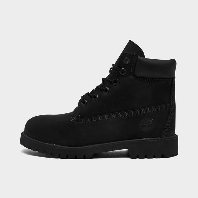 Right view of Big Kids' Timberland 6 Inch Premium Waterproof Boots in Black Click to zoom