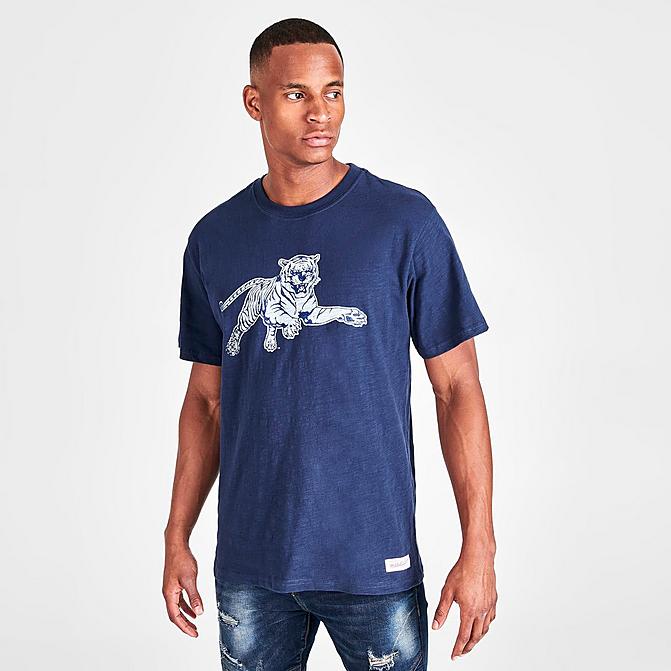 Front view of Men's Mitchell & Ness Legendary Slub Jackson State University Short-Sleeve T-Shirt in Blue Click to zoom
