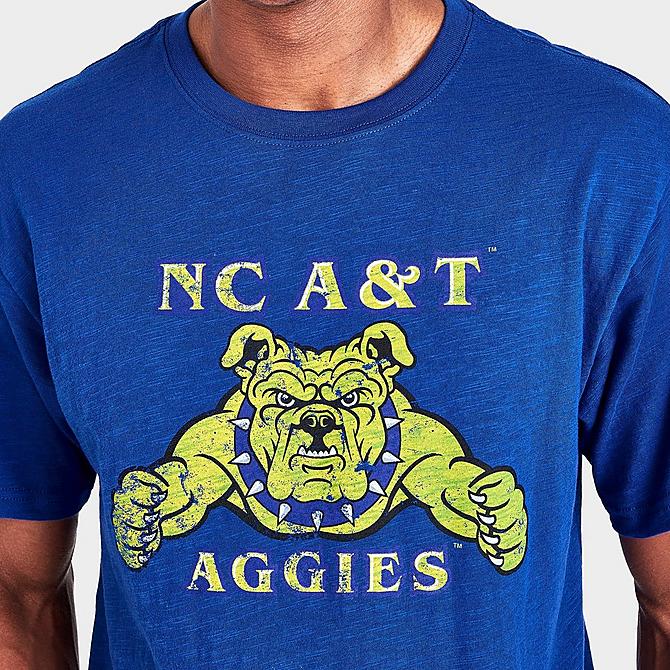 On Model 5 view of Men's Mitchell & Ness NC A&T Aggies College Big Logo T-Shirt in Navy Click to zoom
