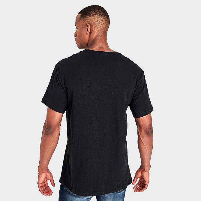 Back Right view of Men's Mitchell & Ness Prairie View A&M Panthers College Big Logo T-Shirt in Black Click to zoom