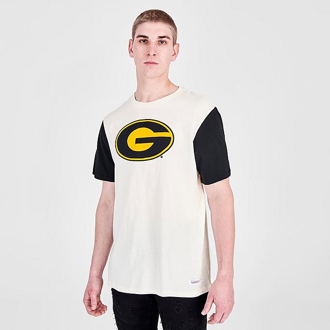 Front view of Men's Mitchell & Ness Grambling State Tigers College Color-Blocked T-Shirt in White Click to zoom