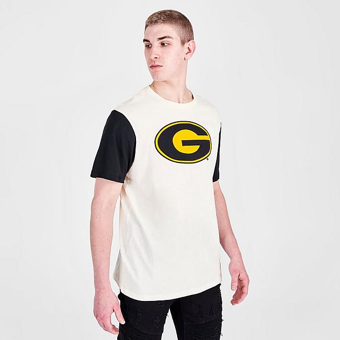 Back Left view of Men's Mitchell & Ness Grambling State Tigers College Color-Blocked T-Shirt in White Click to zoom