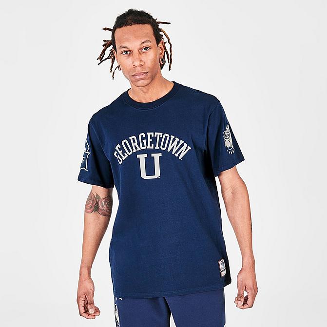 Front view of Men's Mitchell & Ness Georgetown Hoyas College Champs T-Shirt in Navy Click to zoom