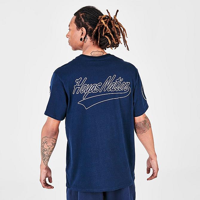 Back Left view of Men's Mitchell & Ness Georgetown Hoyas College Champs T-Shirt in Navy Click to zoom