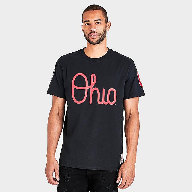 Front view of Men's Mitchell & Ness Ohio State Buckeyes College Champs T-Shirt in Black Click to zoom