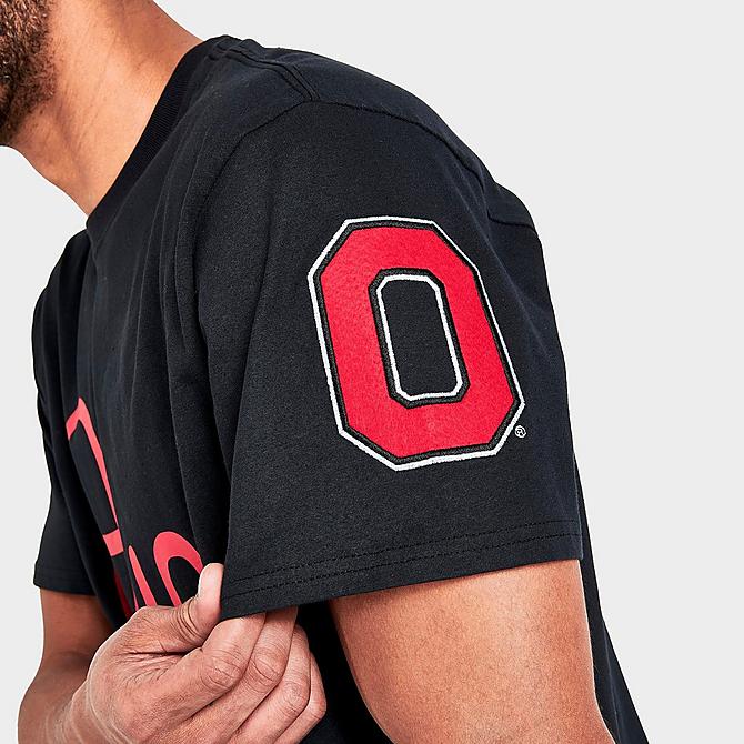 On Model 5 view of Men's Mitchell & Ness Ohio State Buckeyes College Champs T-Shirt in Black Click to zoom