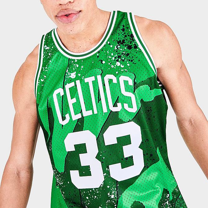 [angle] view of Men's Mitchell & Ness Boston Celtics NBA Hyper Hoops Swingman Jersey in Green Click to zoom