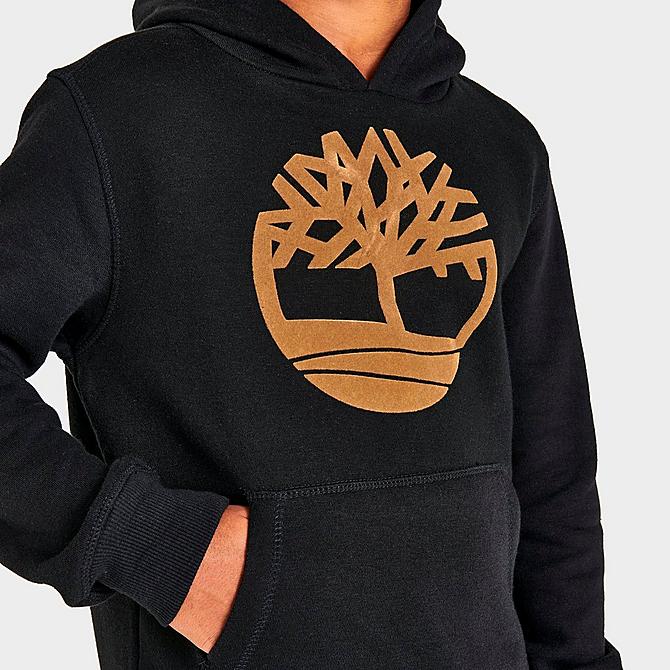 On Model 5 view of Boys' Timberland Smith Pullover Hoodie in Black Click to zoom