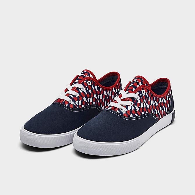 Three Quarter view of Men's Tommy Hilfiger Casual Shoes in Navy/Red/White Click to zoom
