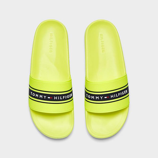 Back view of Tommy Hilfiger Respo Slide Sandals in Neon Yellow Click to zoom