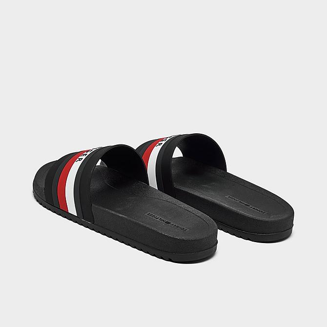 Left view of Tommy Hilfiger Riker Slide Sandals in Black/White/Red Click to zoom
