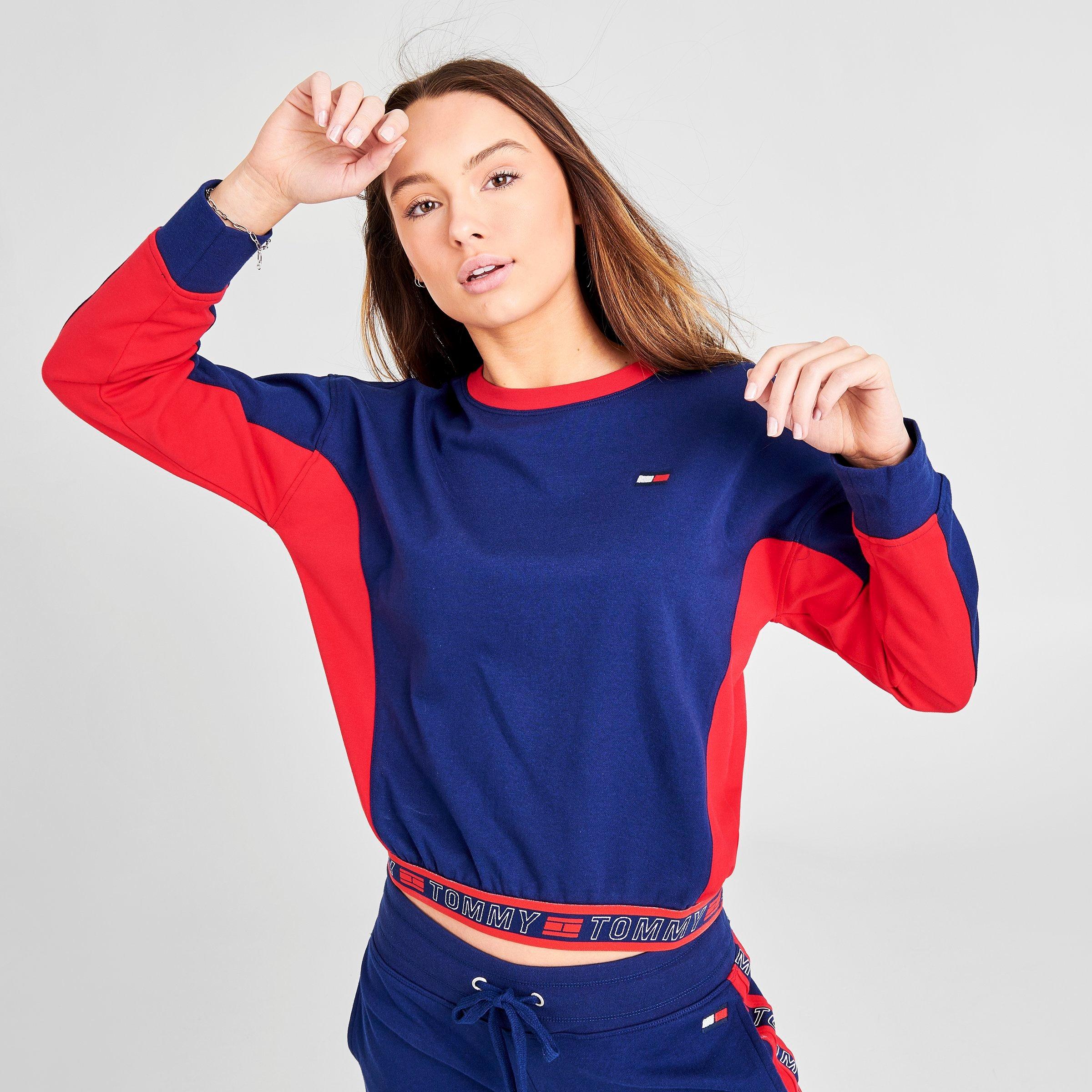 tommy hilfiger tape crop hoodie