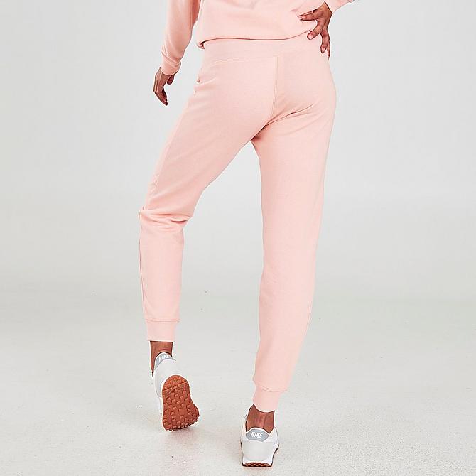 Back Right view of Women's Tommy Hilfiger Printed Logo Jogger Pants in Tropical Peach Click to zoom
