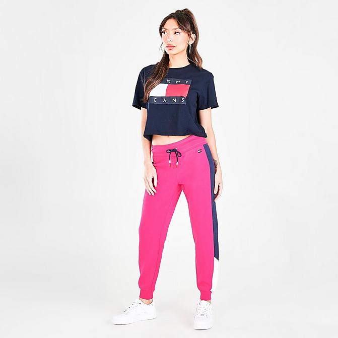 Front view of Women's Tommy Hilfiger Jogger Pants in Electric Magenta Click to zoom