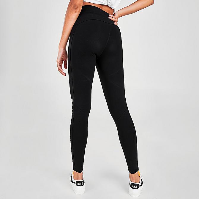 Back Right view of Women's Tommy Hilfiger Logo High-Rise Leggings in Black Click to zoom