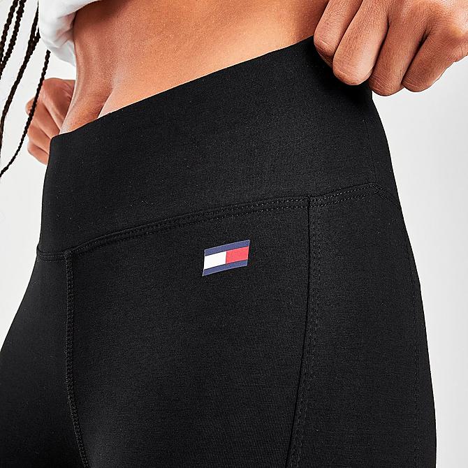 On Model 5 view of Women's Tommy Hilfiger Logo High-Rise Leggings in Black Click to zoom