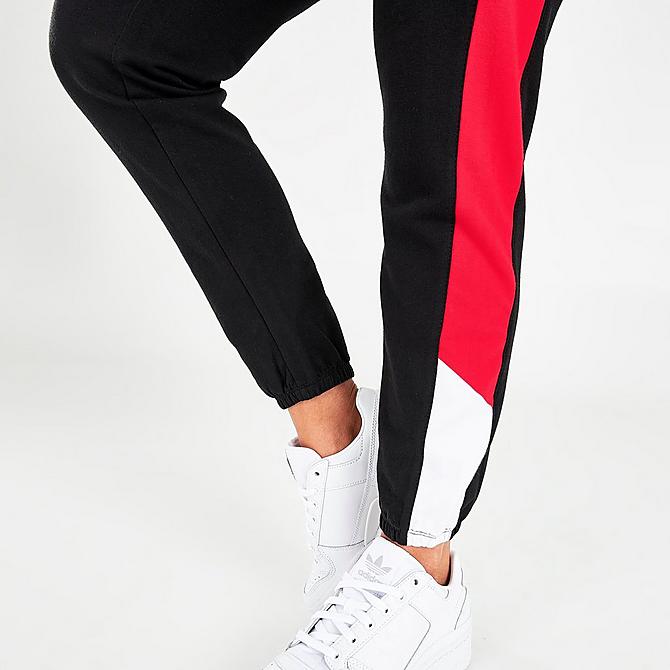 On Model 6 view of Women's Tommy Hilfiger Slant Jogger Pants in Black/Red/White Click to zoom