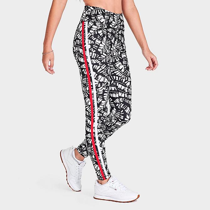 Front view of Women's Tommy Hilfiger Brush Print Leggings in Black/White/Red Click to zoom