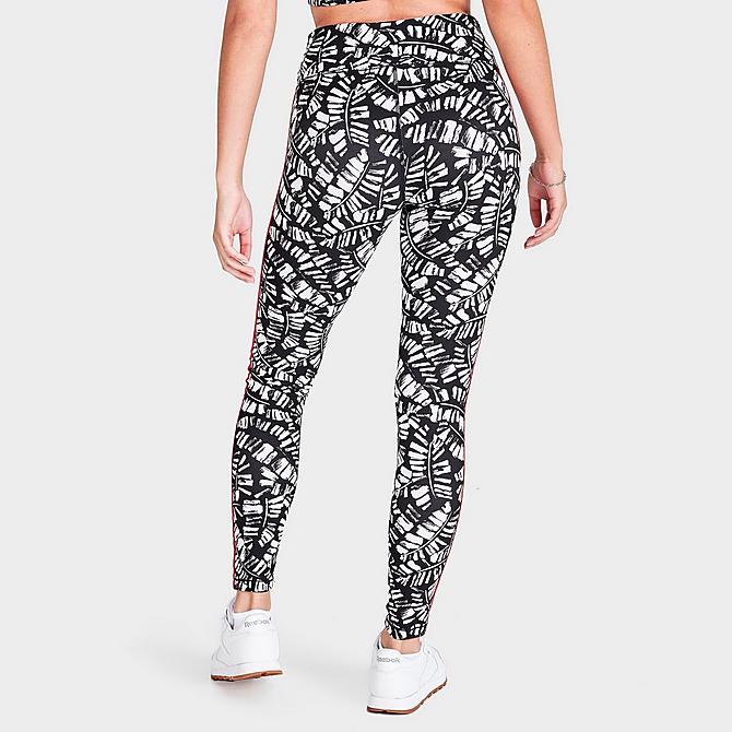 Back Right view of Women's Tommy Hilfiger Brush Print Leggings in Black/White/Red Click to zoom