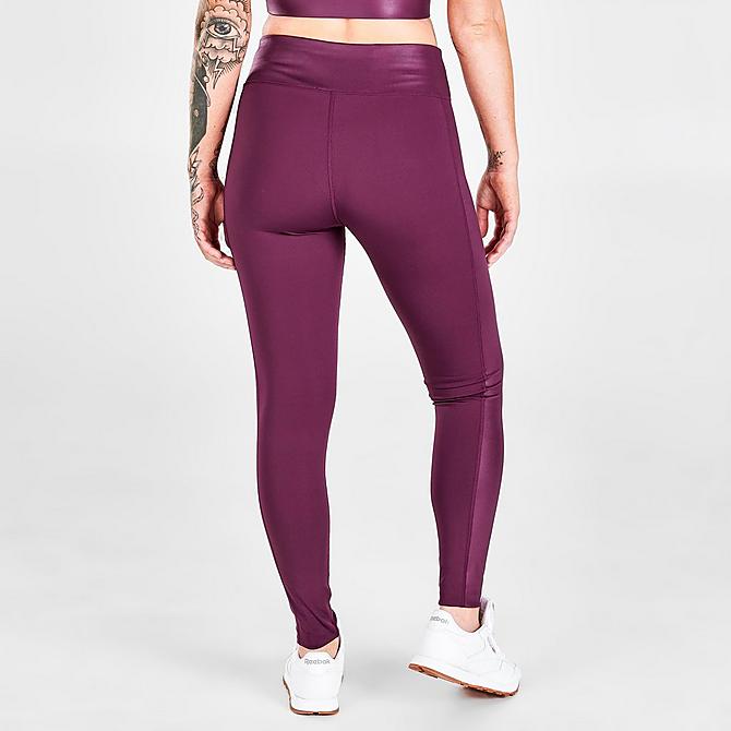 Back Right view of Women's Tommy Hilfiger Flag Shine Leggings in Wineberry Click to zoom