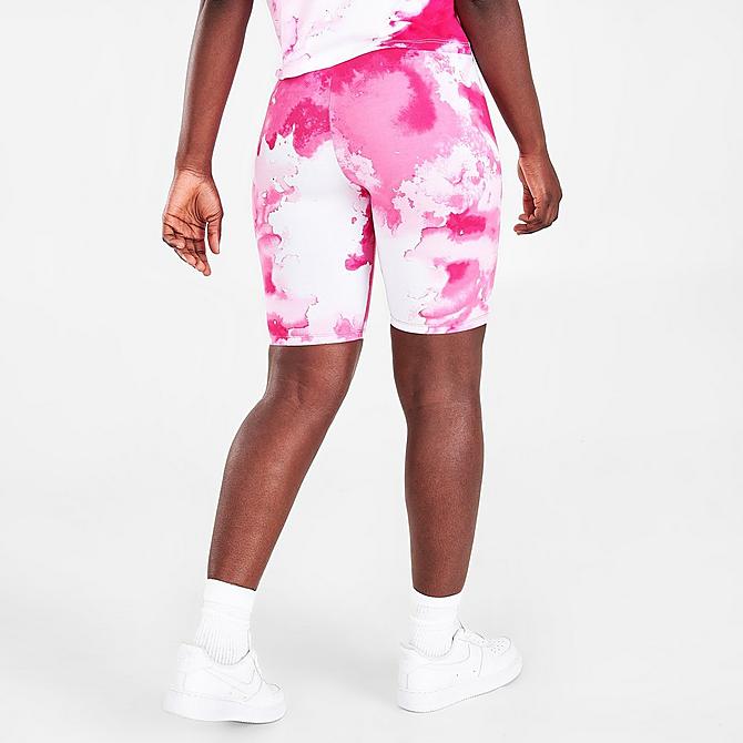 Back Right view of Women's Tommy Hilfiger Tie-Dye Bike Shorts in Electric Magenta Click to zoom