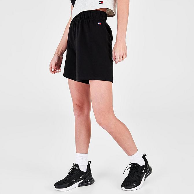 Front view of Women's Tommy Hilfiger Sport Block Shorts in Black/White Click to zoom