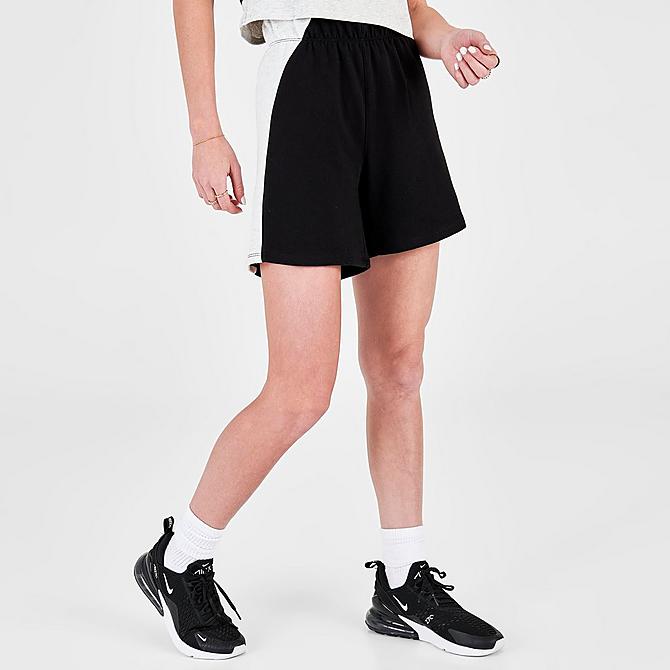 Back Left view of Women's Tommy Hilfiger Sport Block Shorts in Black/White Click to zoom