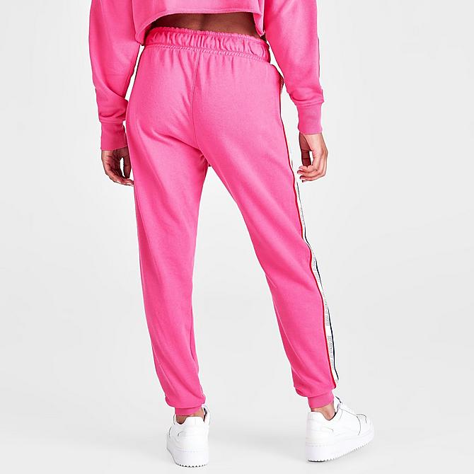 Back Right view of Women's Tommy Hilfiger Tape Logo Jogger Pants in Pink Click to zoom