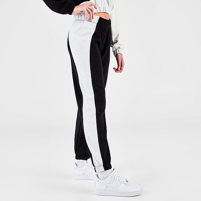 Back Left view of Women's Tommy Hilfiger Sport Block Jogger Sweatpants in Black/Heather Grey Click to zoom
