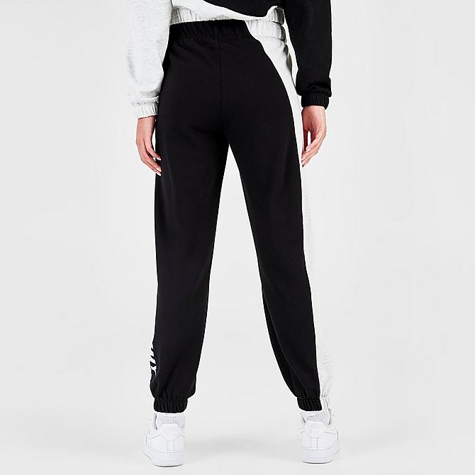 Back Right view of Women's Tommy Hilfiger Sport Block Jogger Sweatpants in Black/Heather Grey Click to zoom