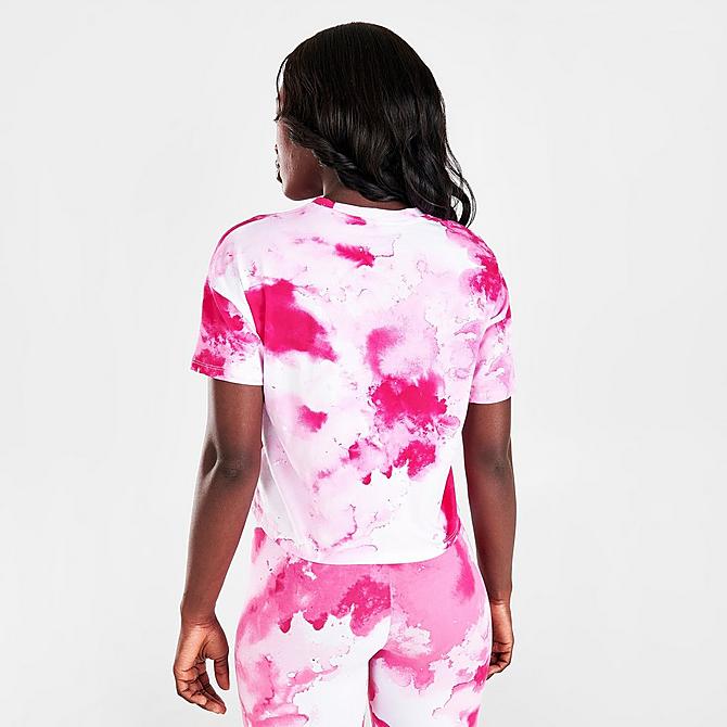 Back Right view of Women's Tommy Hilfiger Sport Watercolor Tie-Dye T-Shirt in Electric Magenta Click to zoom