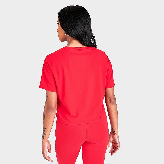 Back Right view of Women's Tommy Hilfiger Boxy Graphic Cropped T-Shirt in Scarlet Click to zoom