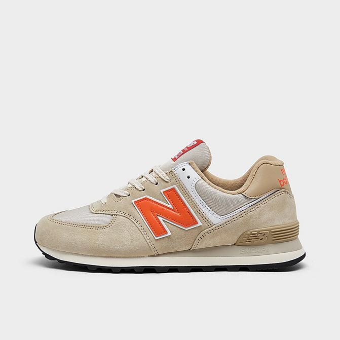 Right view of New Balance 574 Casual Shoes in Beige/Mandarin Click to zoom