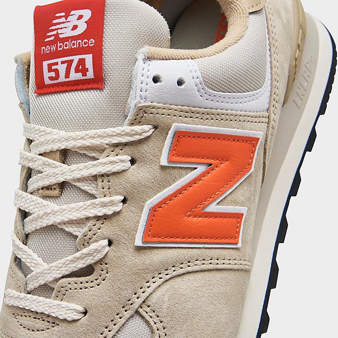 Front view of New Balance 574 Casual Shoes in Beige/Mandarin Click to zoom