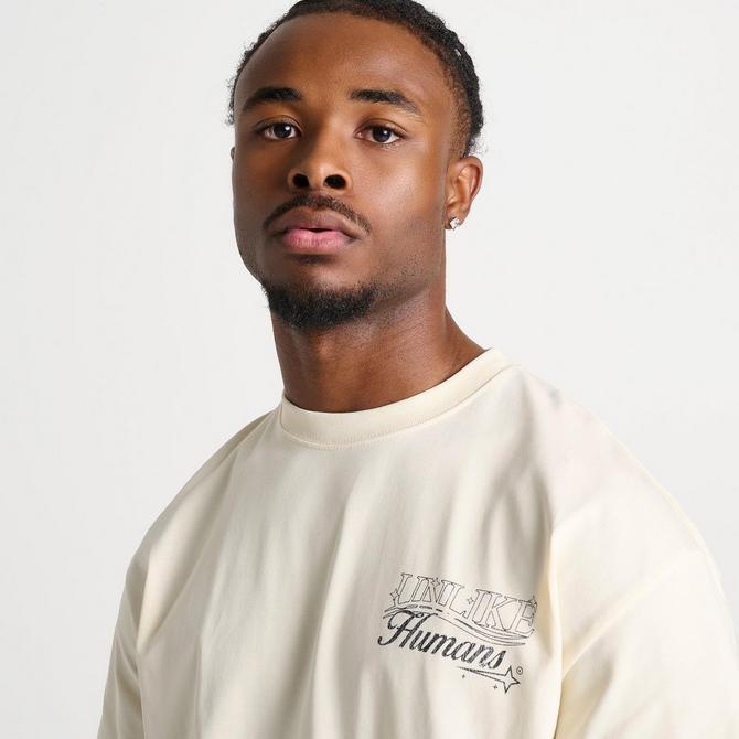 [angle] view of Men's Unlike Humans Grand T-Shirt in Off White Click to zoom