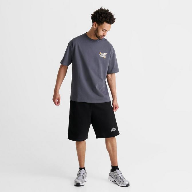 [angle] view of Men's Unlike Humans Bubble Fleece Shorts in Black Click to zoom