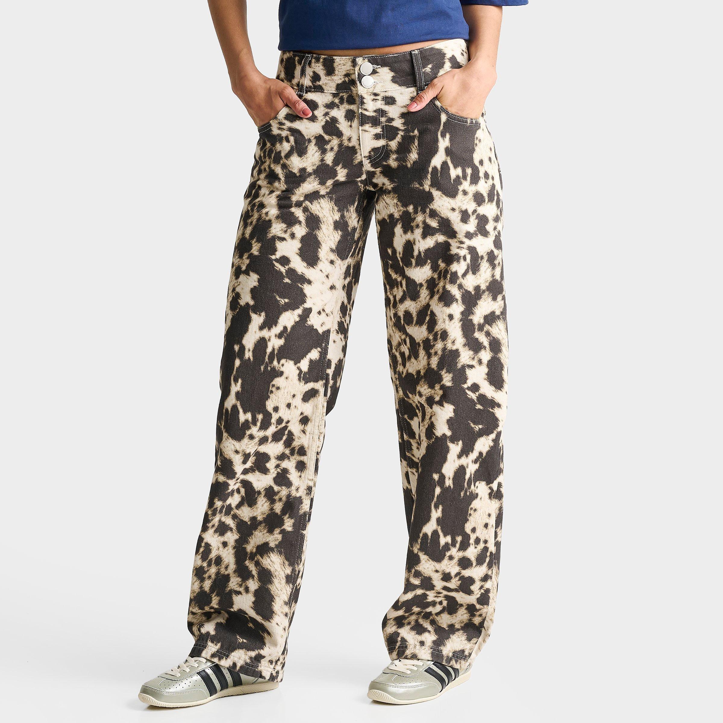 Women's Unlike Humans Low Rise Cow Print Denim Jeans | Finish Line
