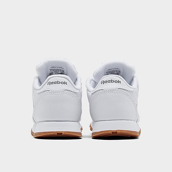 Left view of Kids' Toddler Reebok Classic Leather Lace-Up Casual Shoes in White/Gum Click to zoom